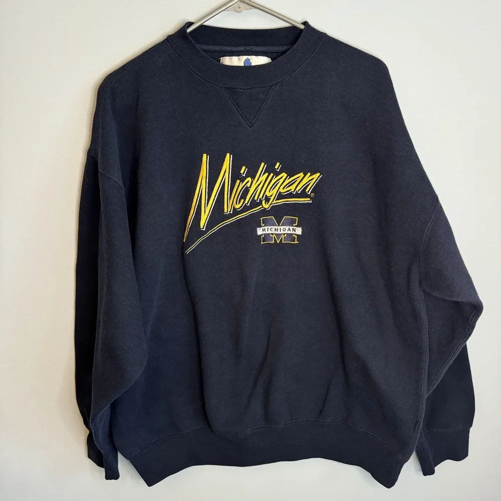 Vintage University Of Michigan Wolverines Crewneck Sweatshirt Large - Picture 1 of 7